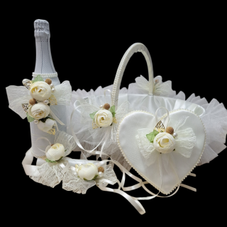 сватбен комплект екрю и златно 